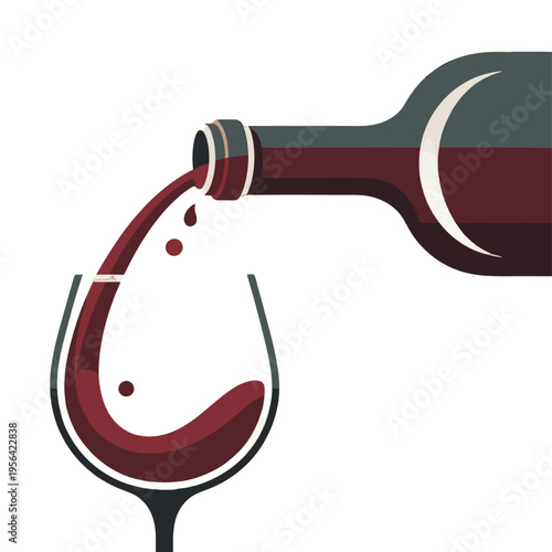 A bottle of wine pouring into a wine glass.