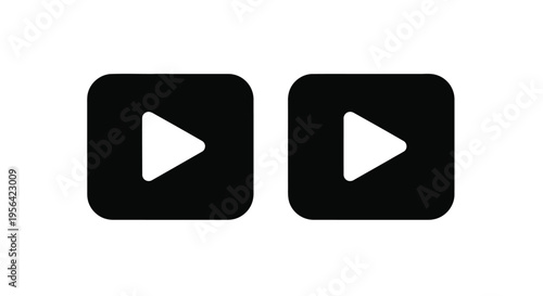 Two black play buttons with white triangles on a white background