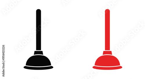 Two plunger icons one black and one red on a white background