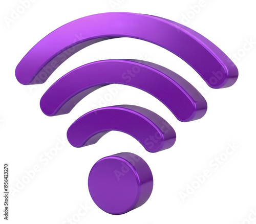 Purple wifi symbol on transparent background