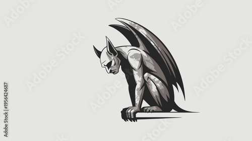 Minimalist charcoal sketch of brooding gargoyle – Ideal for dark academia, gothic literature, or architectural history.