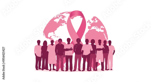 Group of People Supporting Breast Cancer Awareness.