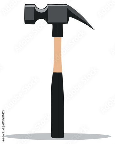 Classic Claw Hammer Tool with Wooden Handle and Black Grip