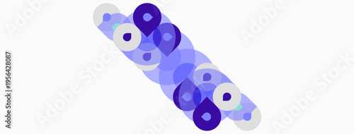 Abstract shapes, purple hues, light background. Circles overlap creating interesting visual pattern. Minimalist design, modern aesthetic.