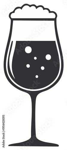 Refreshing Beer Glass with Bubbles and Foam Minimalist Bar Icon