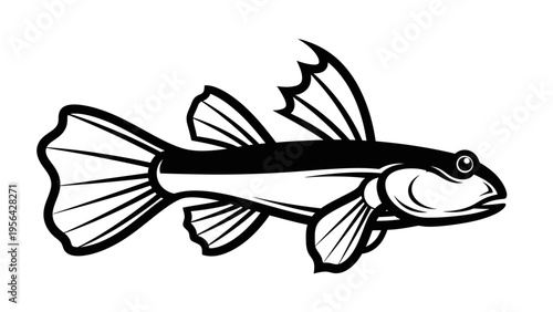 Black and White Illustration of a Gooby Fish