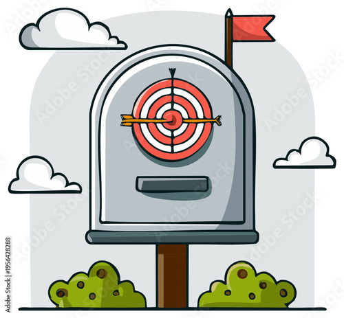 Mailbox with Target and Arrow Symbolizing Direct Marketing and Success