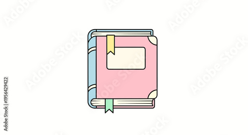 colorful book icon with bookmark for education or reading app