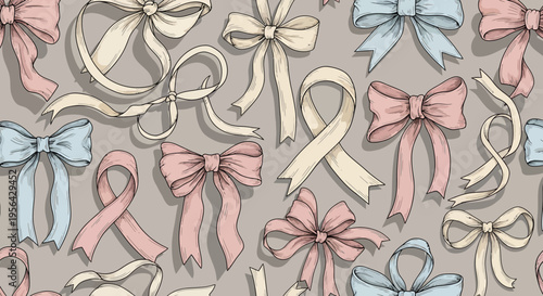 colorful bow tie ribbons in pastel shades for gift wrapping and decoration design