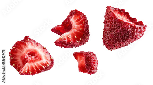 A sliced strawberry on transparent background