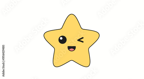 smiling star character with winking eye for kids entertainment and education branding