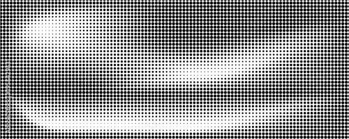 Halftone arch background. Radial comic semi circle wallpaper. Black and white dotted arc gradient. Fading rough dot hemisphere concept. Grungy pop art gradation backdrop. Vector