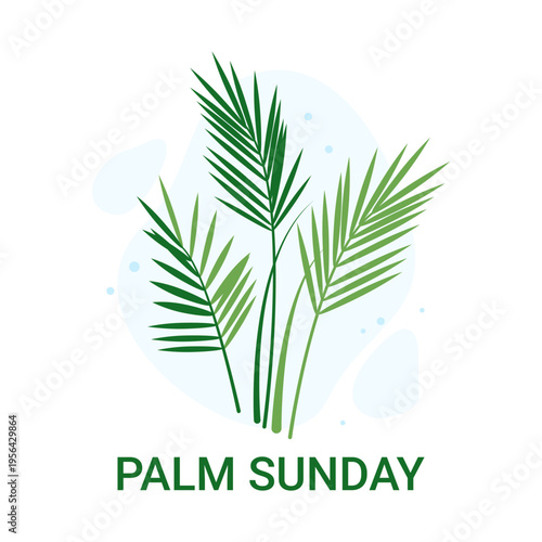 Palm sunday celebration with green palm leaves