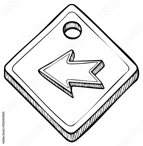 Arrow icon pointing left on a diamond shape with a hole
