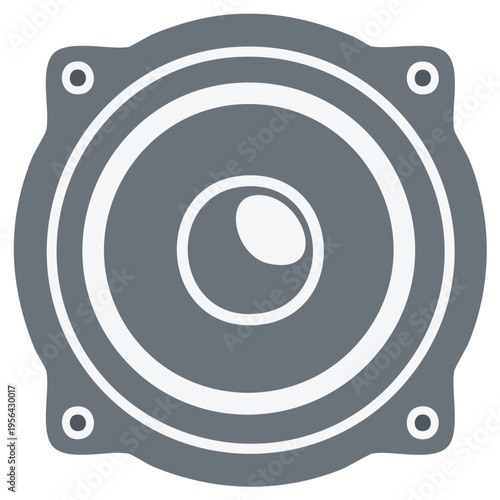 Iconic speaker illustration. Vector graphic of a loudspeaker in grey tones