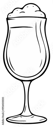 Cartoon Beer Glass with Frothy Head Illustration Drawing Beverage Still Life