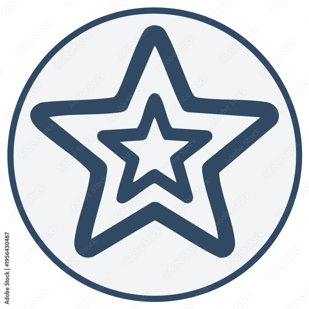Obraz premium Abstract layered star illustration in navy blue within a circle.