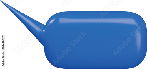3D glossy blue speech bubble vector volume icon, roundish rectangular empty text bubble, social media chat message