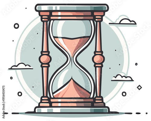 Stylized Hourglass with Pink Sand Flowing a Symbol of Time and Urgency