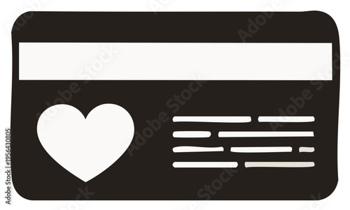 Black and White Credit Card with Heart Symbol