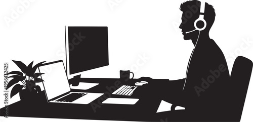 Remote Work Setup Home Office Silhouette