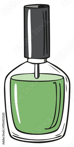 Green Nail Polish Bottle Illustration Beauty Cosmetic Product