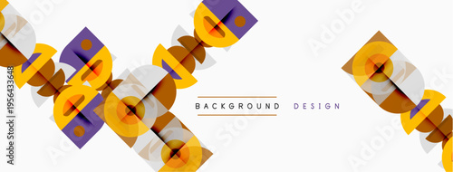 Abstract geometric pattern. Squares, circles overlap creating modern design. Light background enhances visual appeal.