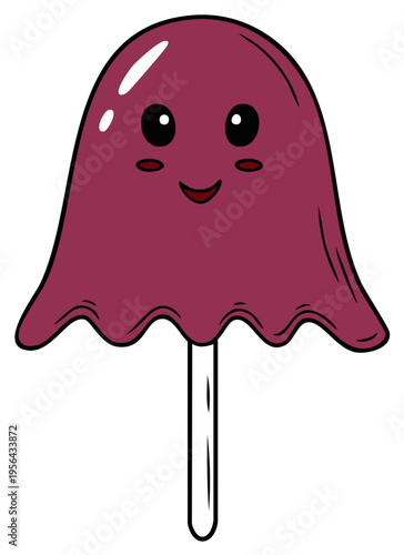 Cute purple lollipop with cheerful face on a stick delightful candy illustration for sweet treats and happy moments
