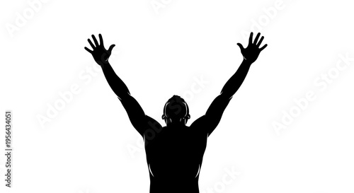 Man Standing with Arms Raised Upwards.