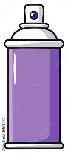 Cartoon illustration of a purple aerosol spray can with black outlining.