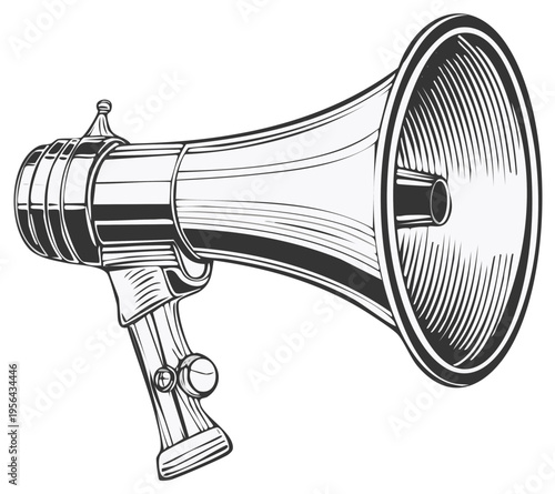 Vintage Megaphone Amplifying Sound Announcement Communication Device Illustration