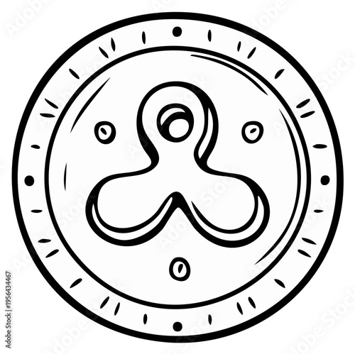 Stylized Triquetra Coin Symbol Line Art