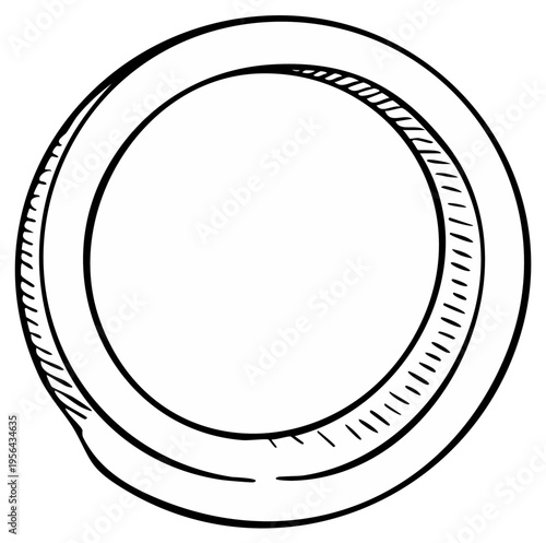 Hand Drawn Round Shape Doodle: Simple Circle Graphic with Textured Edge