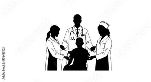 Medical Team Examining Patient Together.