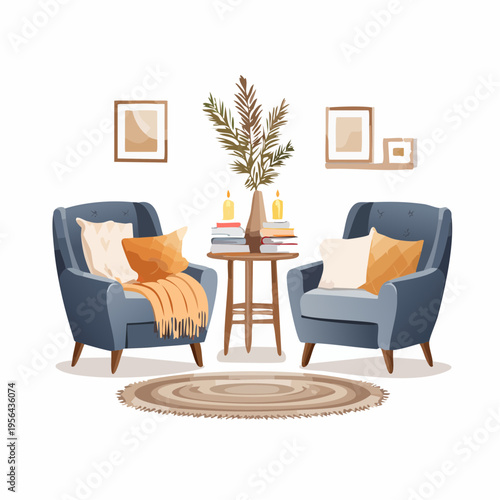 Gemütliche Leseecke mit warmem Kerzenlicht und weichen Textilien