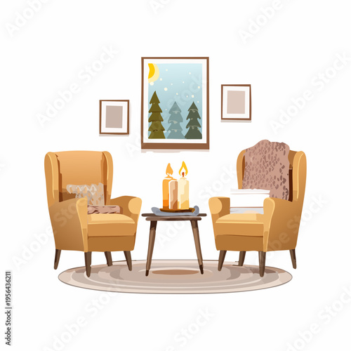 Gemütliche Leseecke mit warmem Kerzenlicht und weichen Textilien