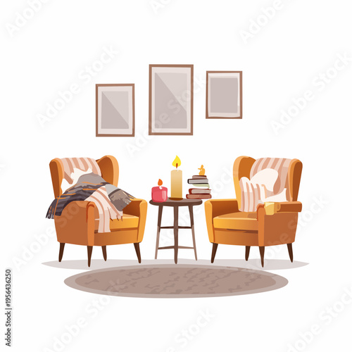 Gemütliche Leseecke mit warmem Kerzenlicht und weichen Textilien