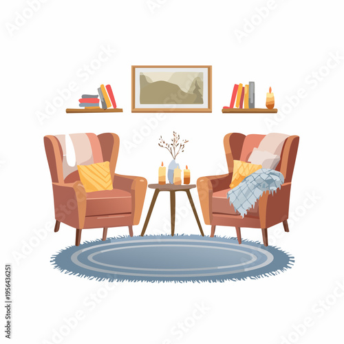 Gemütliche Leseecke mit warmem Kerzenlicht und weichen Textilien