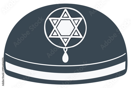 Traditional Jewish headwear with Star of David emblem elegant headdress for religious events and festive celebrations