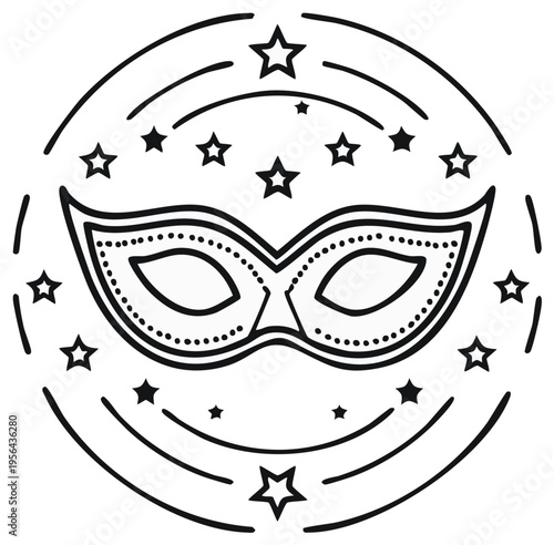 Celebration Mask with Stars and Swirls