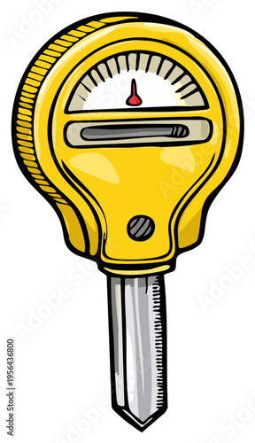 Yellow soil meter with needle and gauge for measuring soil acidity or moisture in gardens