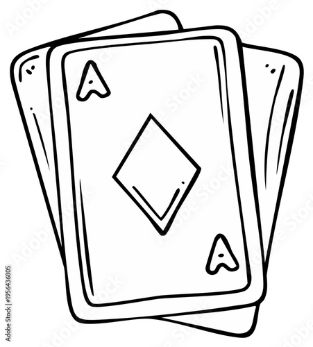 Illustration of playing cards with ace of diamonds