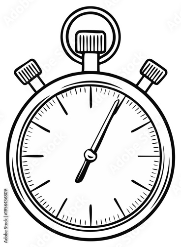 Vintage Stopwatch Illustration, Time Measurement, Timer, Duration, Concept