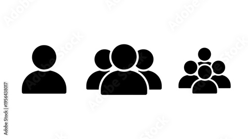 black human silhouette icons representing groups and interactions Keywords: group, people, icon, silhouette, man