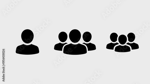 black human silhouette icons representing groups and interactions Keywords: group, people, icon, silhouette, man