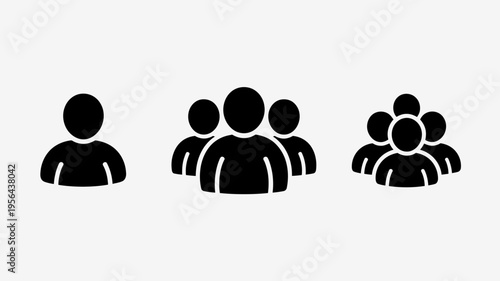 black human silhouette icons representing groups and interactions Keywords: group, people, icon, silhouette, man