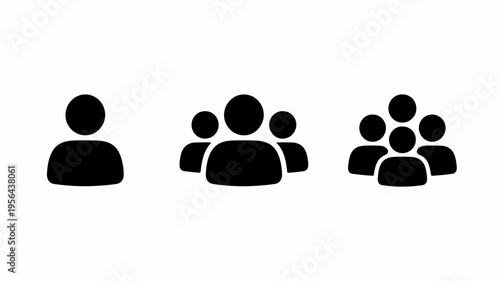 black human silhouette icons representing groups and interactions Keywords: group, people, icon, silhouette, man