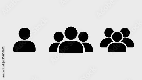 black human silhouette icons representing groups and interactions Keywords: group, people, icon, silhouette, man