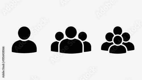 black human silhouette icons representing groups and interactions Keywords: group, people, icon, silhouette, man