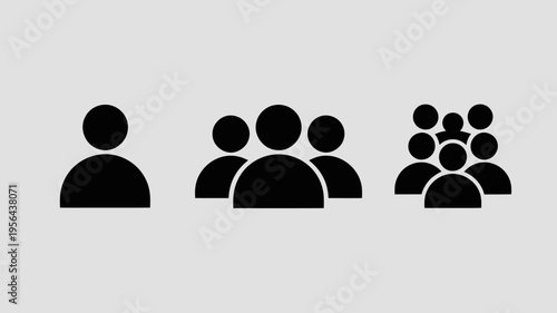 black human silhouette icons representing groups and interactions Keywords: group, people, icon, silhouette, man